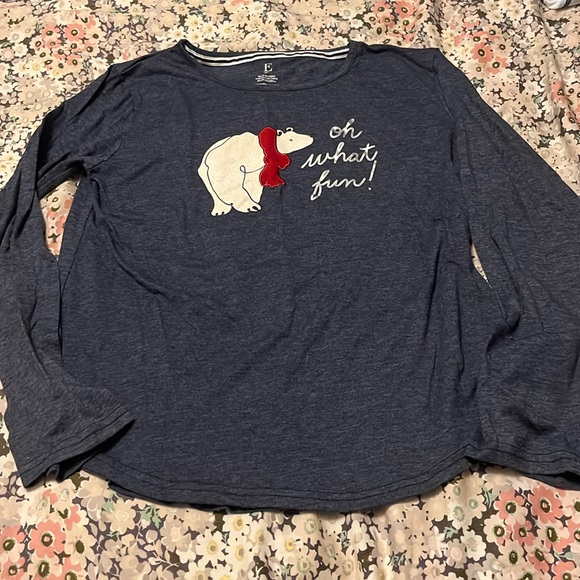 Women’s blue ED long sleeve pajama top - Picture 1 of 3